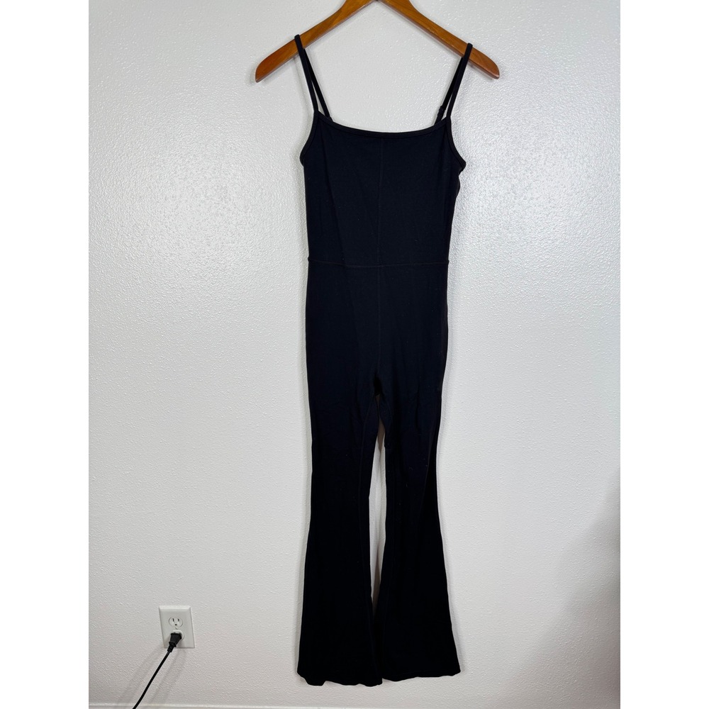 Wilfred Free Aritzia Black Flare Leg Jumpsuit XS Adjustable Straps Scoop Back